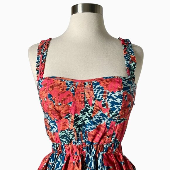 Ulla Johnson Olympia Cotton Midi Dress Flamingo Cutout Balloon Hem 0 - Picture 5 of 10